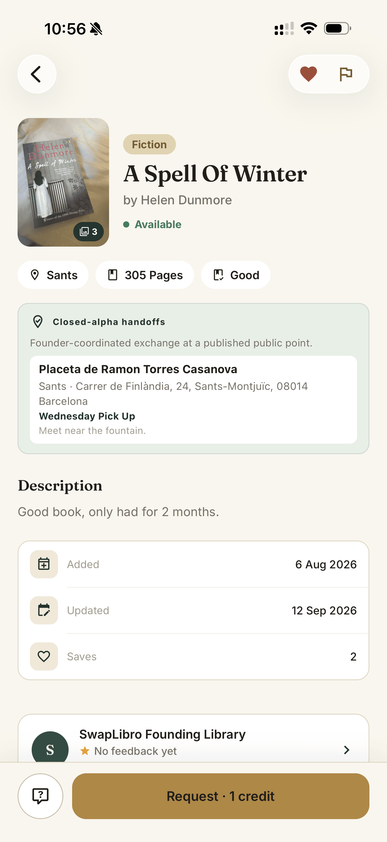 SwapLibro book detail and exchange screen